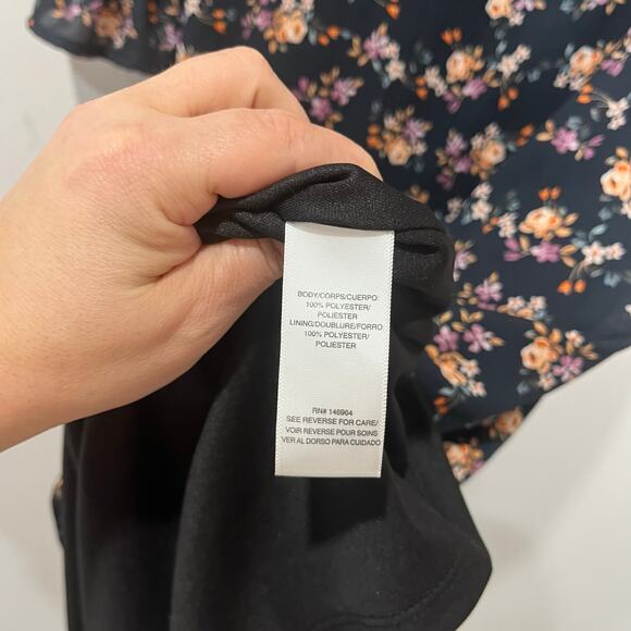 Julia Jordan Square Neck Floral A-Line Midi Dress Dark Teal Pockets Sz 10 - Picture 10 of 11